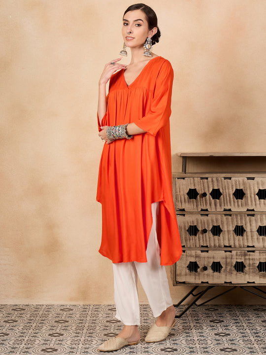Tangy Orange Flared Kurta