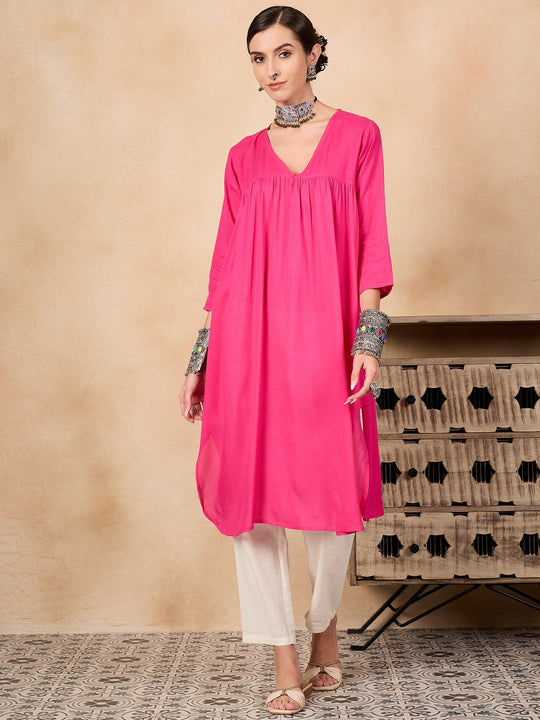 Fuchsia Flared Kurta