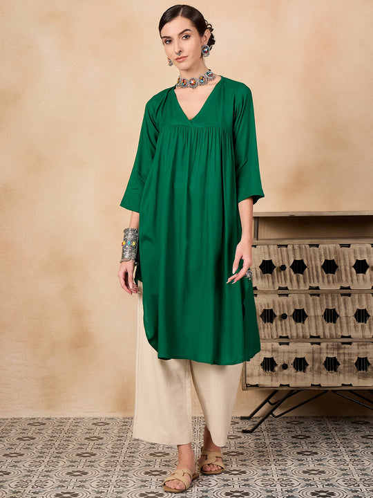 Forest Green Flared Kurta