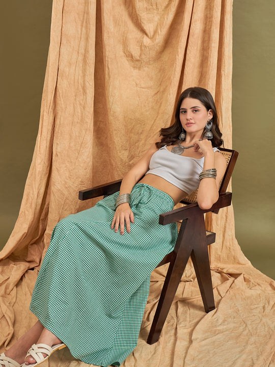 Green Small Check Skirt