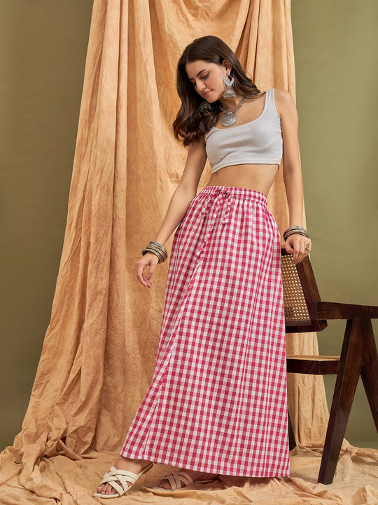 Pink Big Check Skirt