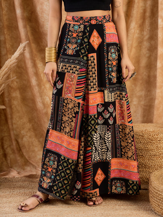 Black Multi A Line Skirt