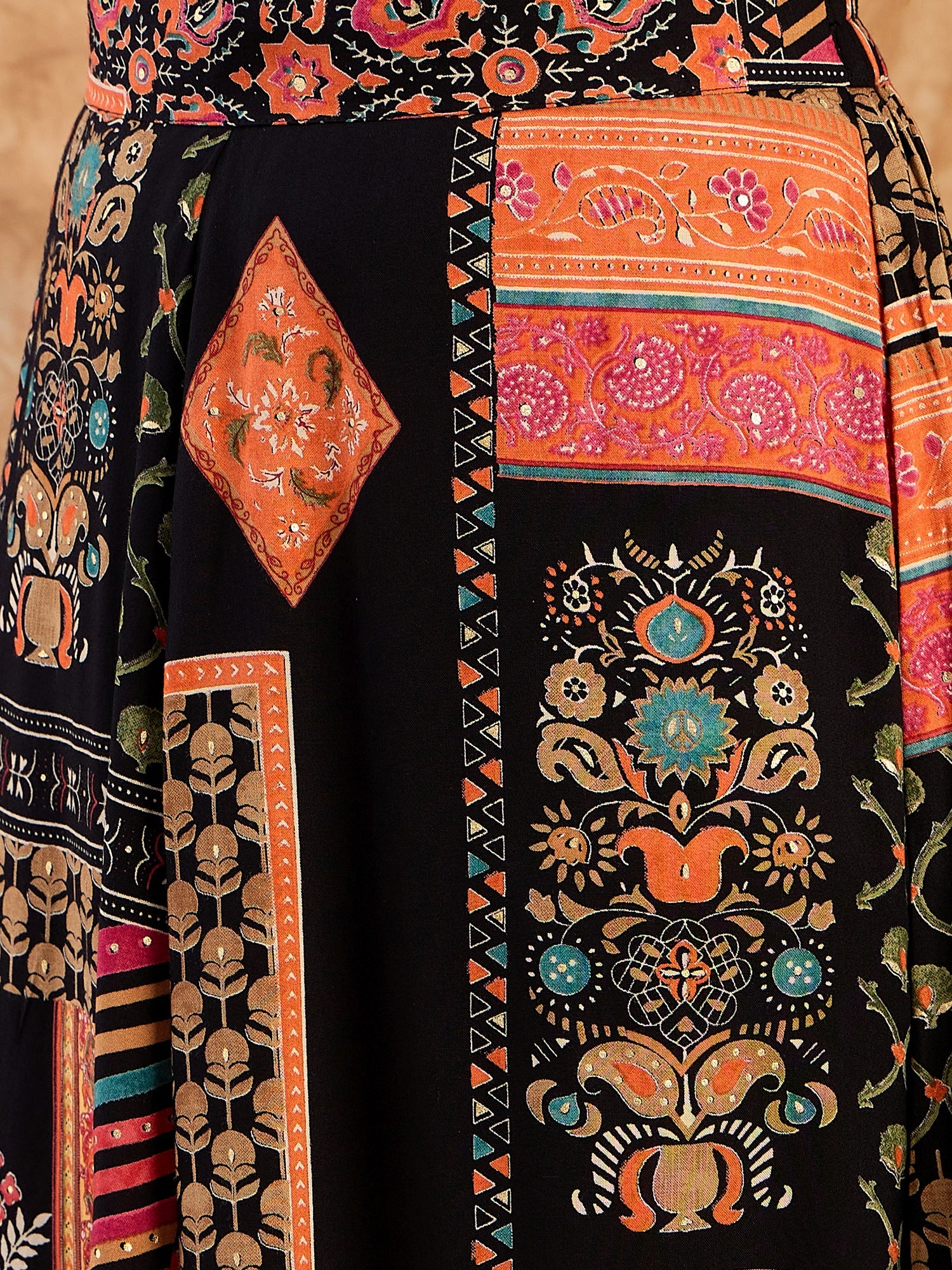 Black Multi A Line Skirt