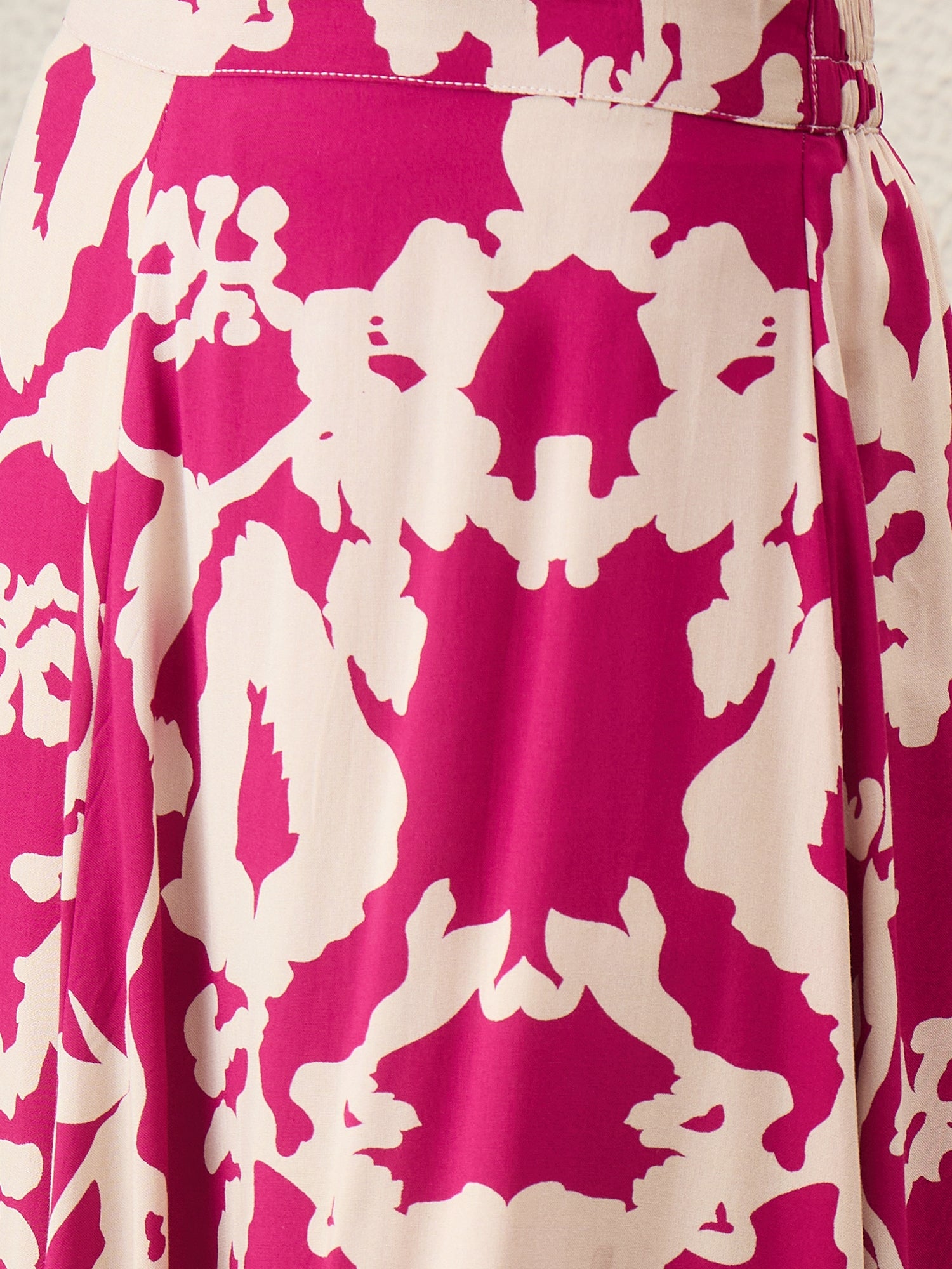 Jam Pink Beige Print A-Line Skirt