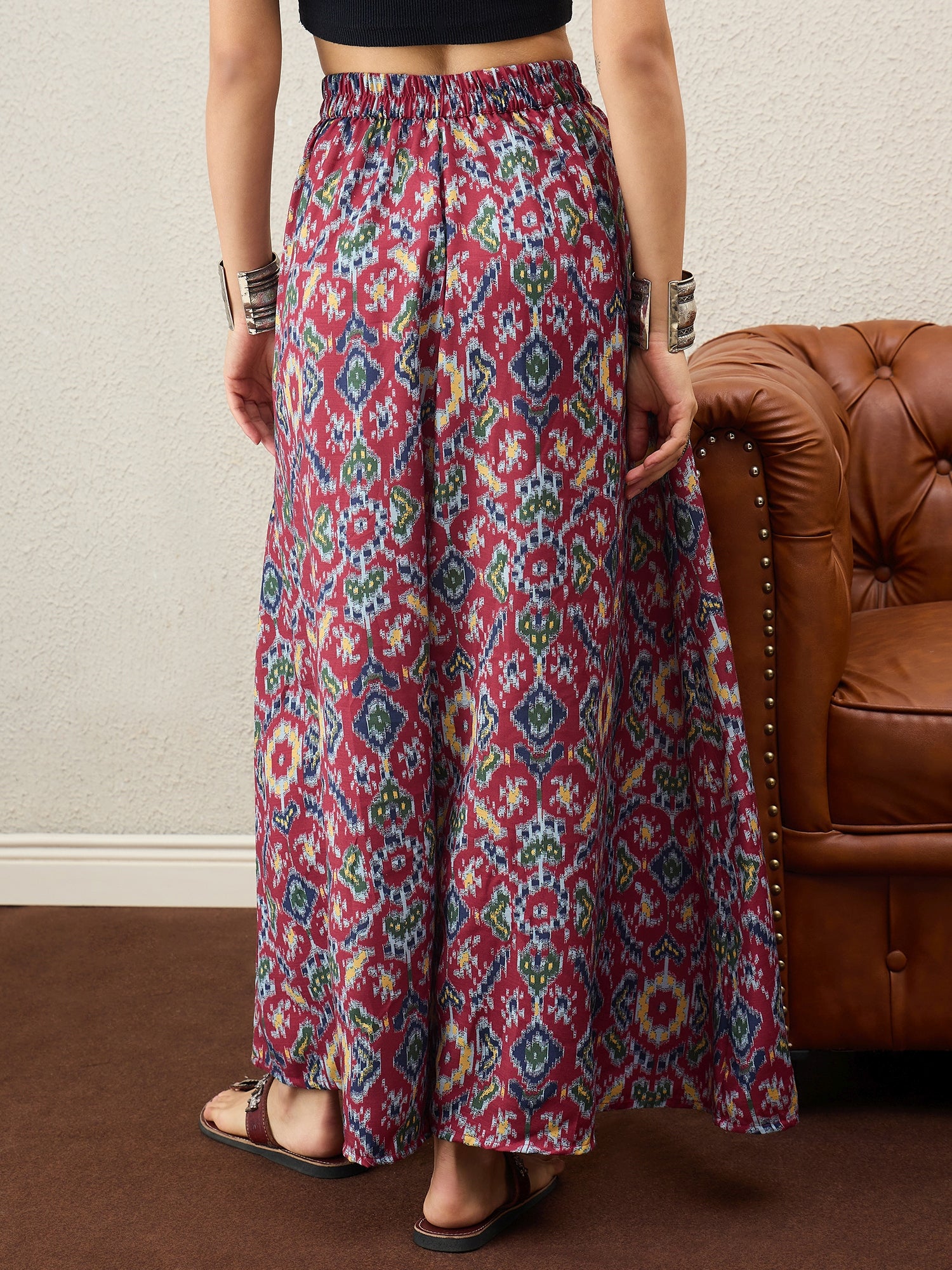 Abstract Ikkat Print A-Line Skirt