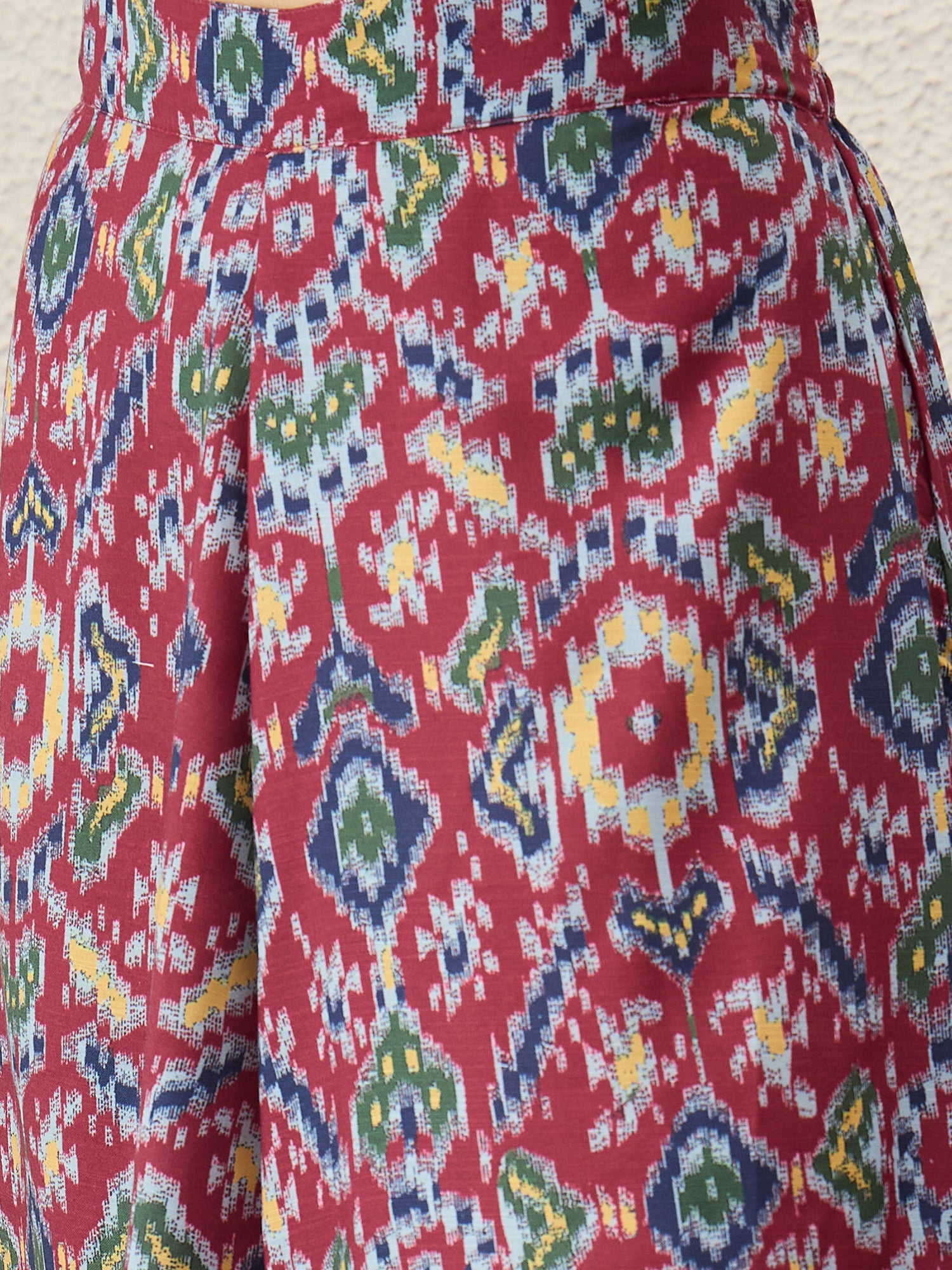 Abstract Ikkat Print A-Line Skirt