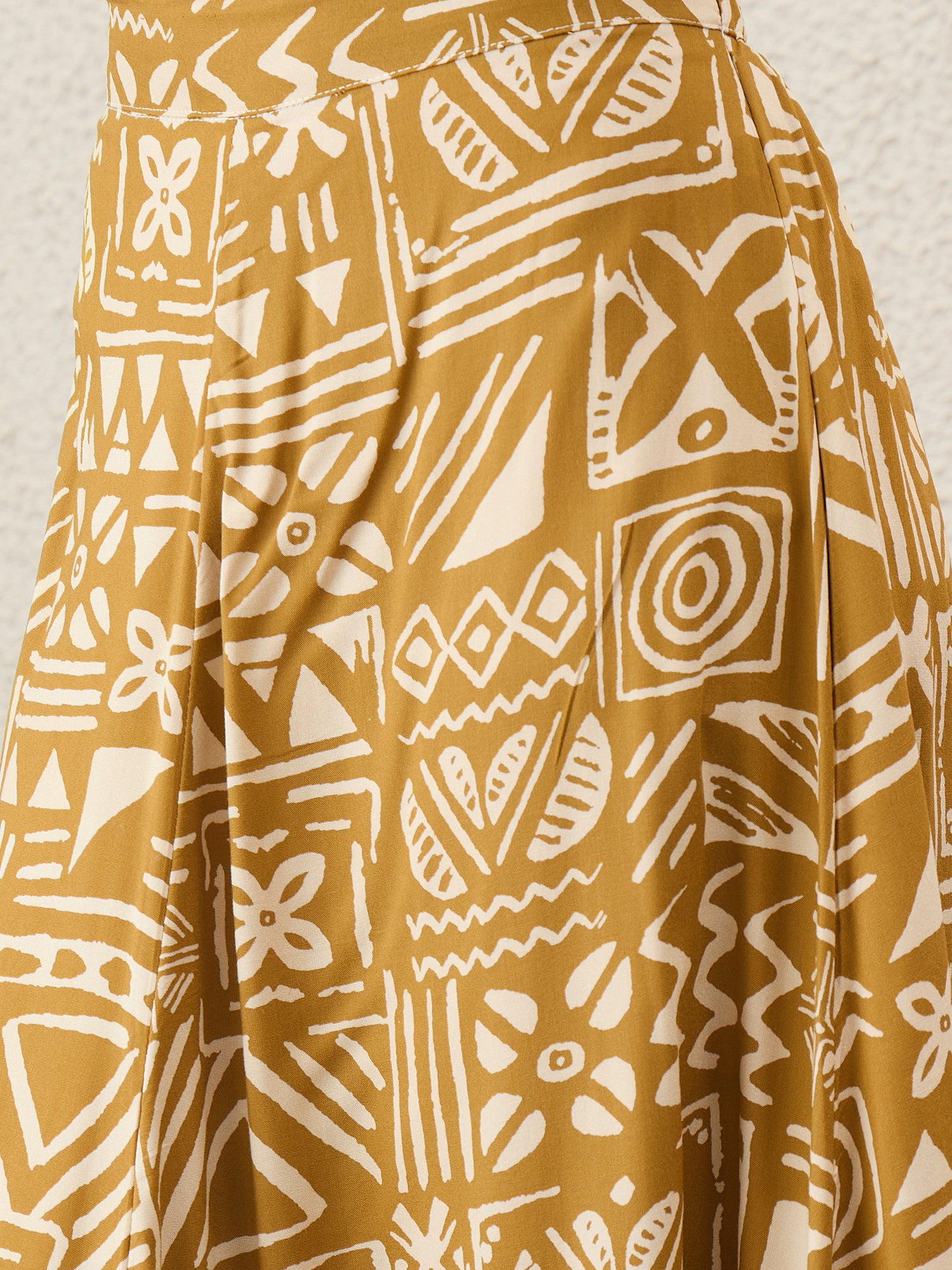 Dark Yellow Ethnic A-Line Skirt