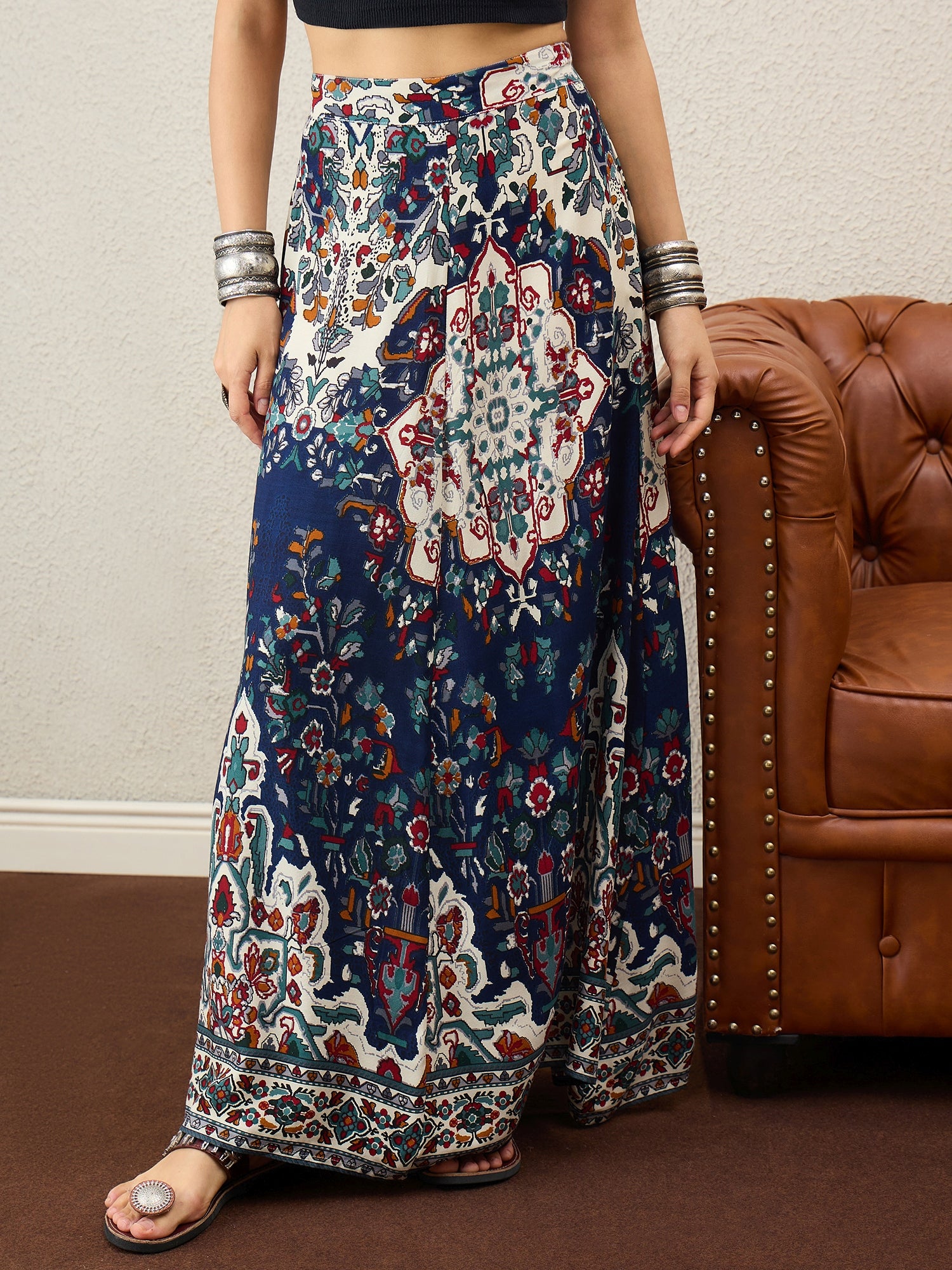 Offwhite Multi Abstract A-Line Skirt