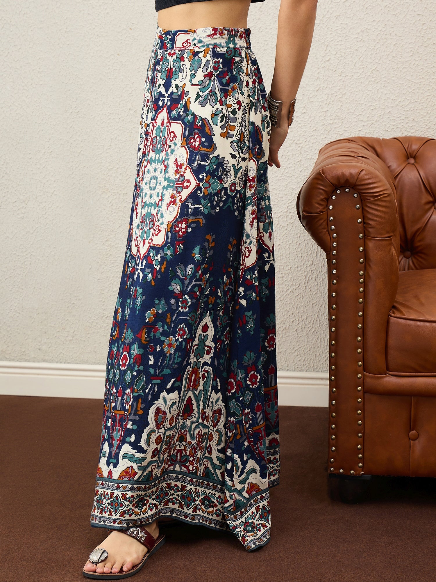 Offwhite Multi Abstract A-Line Skirt