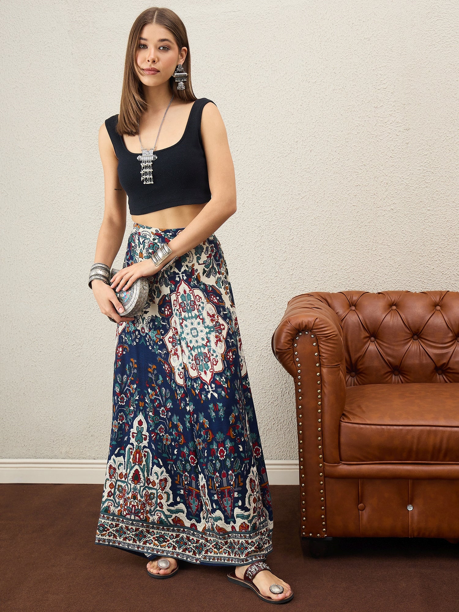 Offwhite Multi Abstract A-Line Skirt