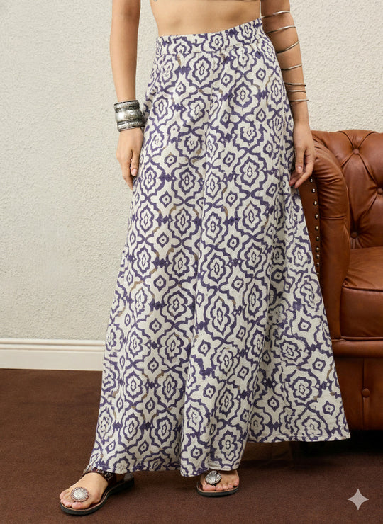 Purple White Moroccan Print Skirt
