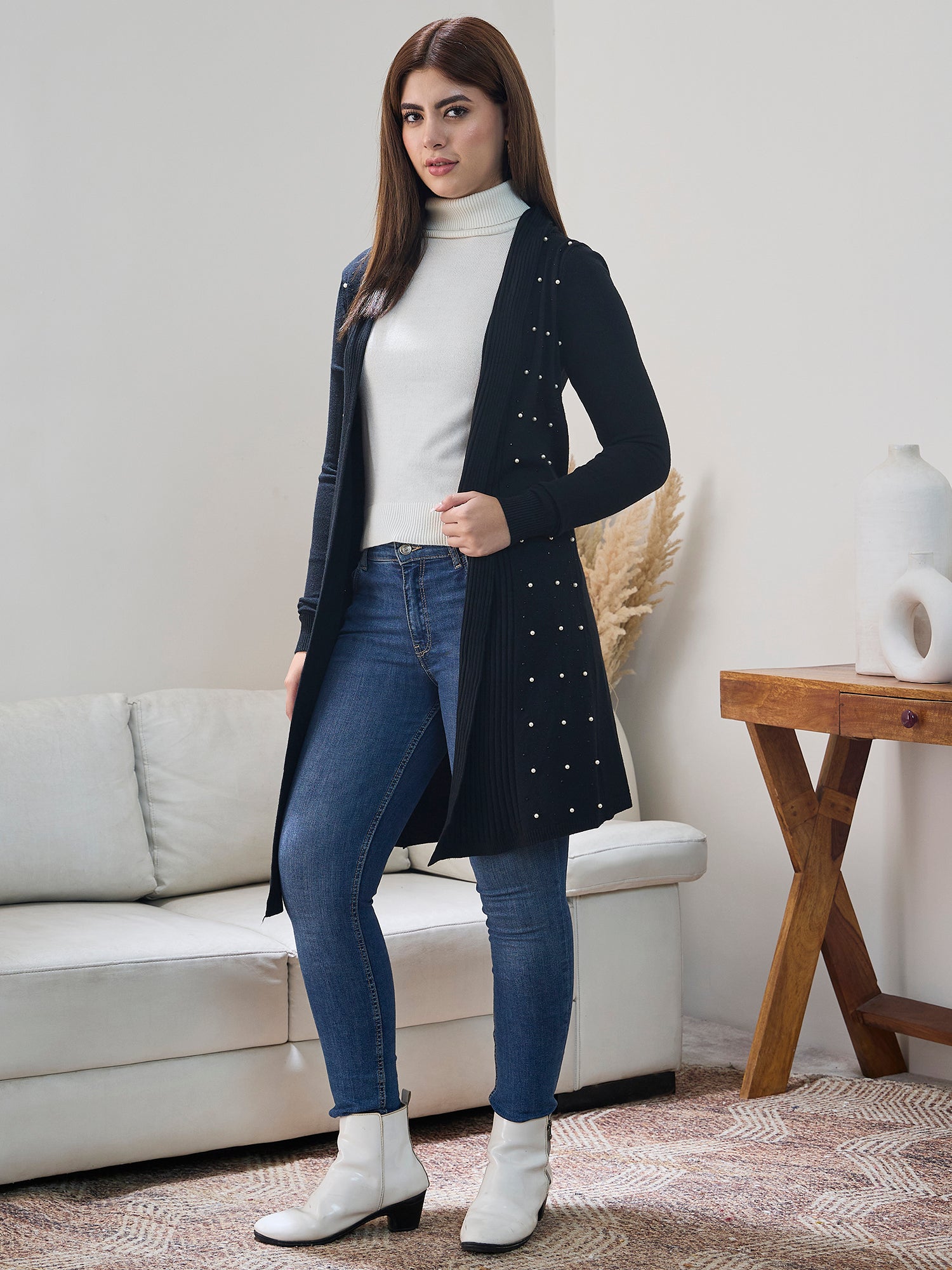 Black White Beads Shrug