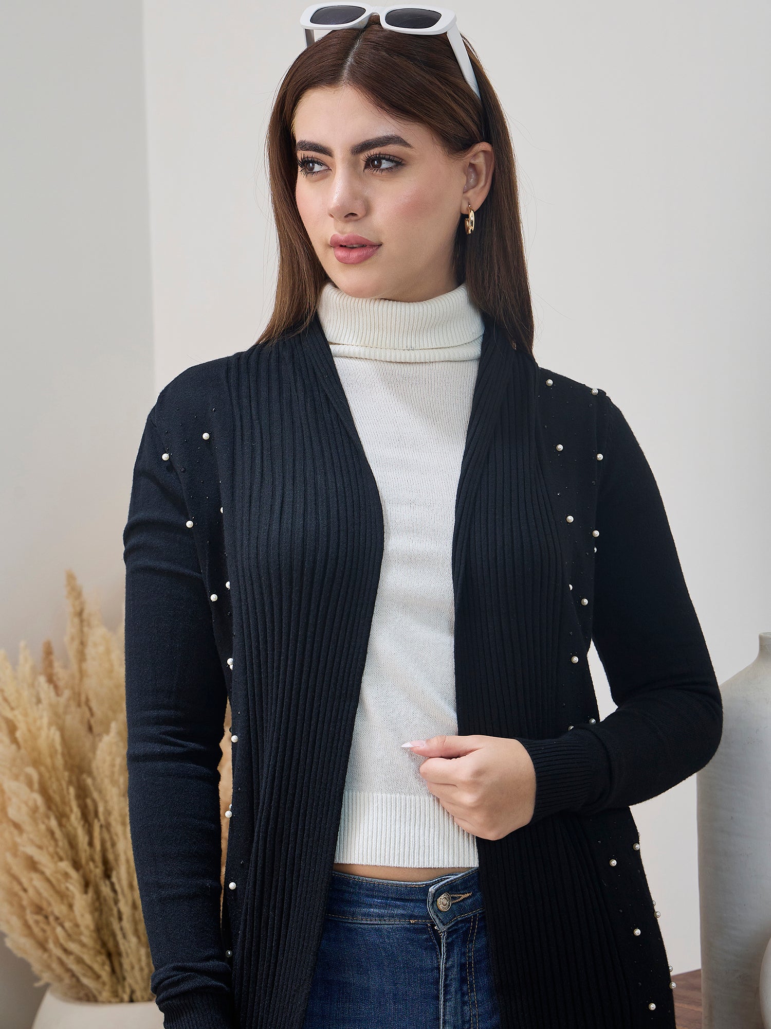 Black White Beads Shrug