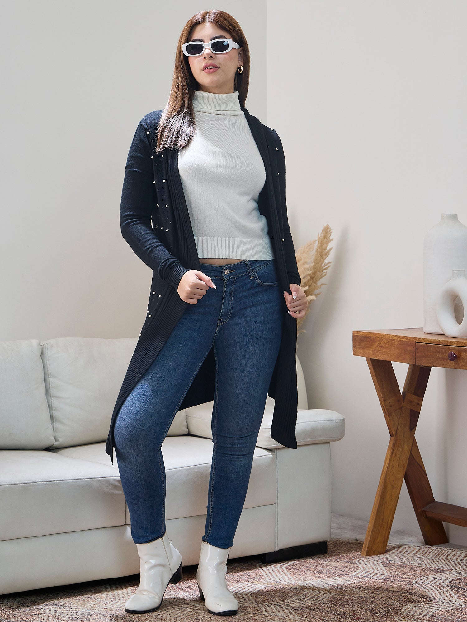 Black White Beads Shrug