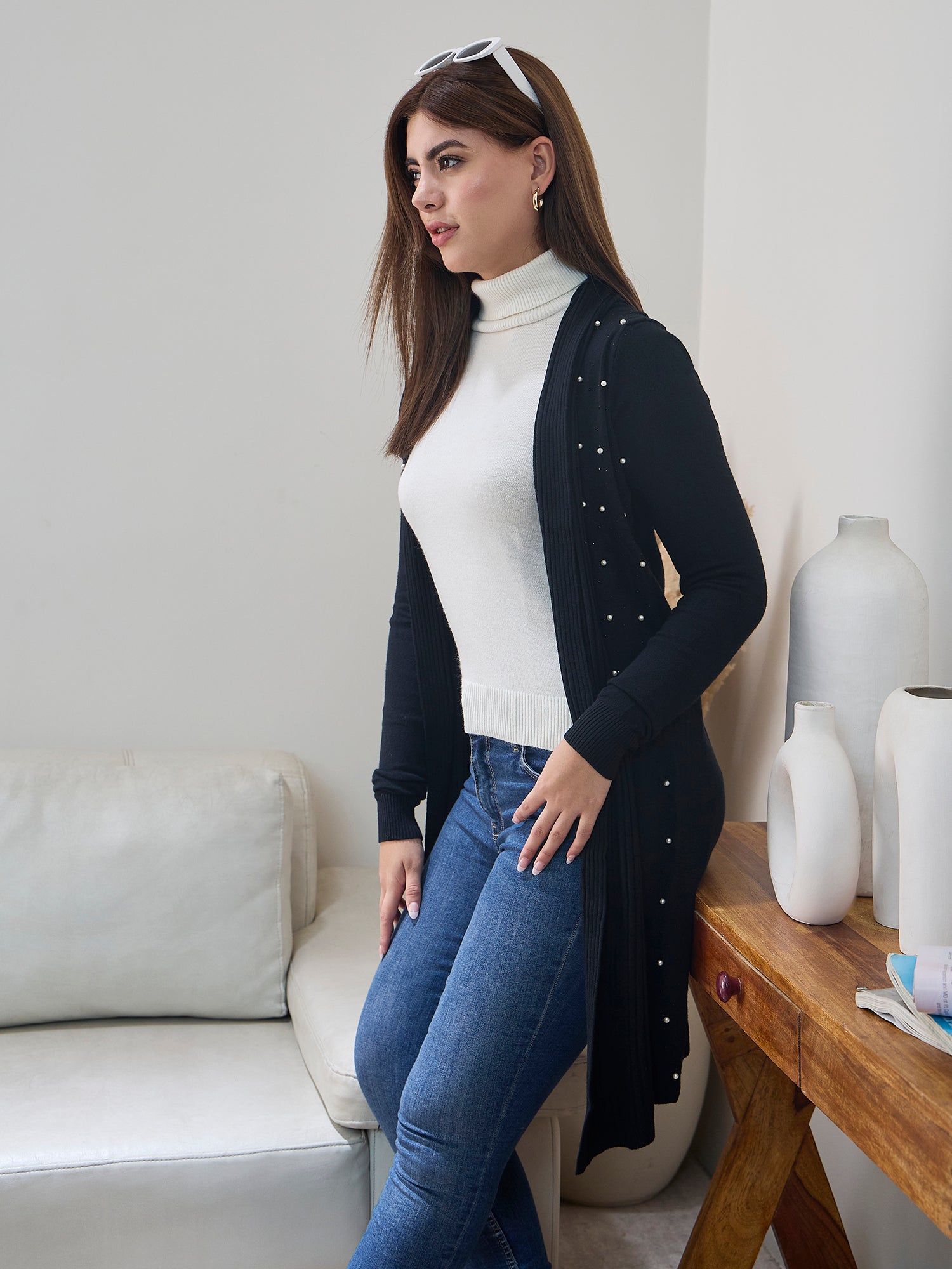 Black White Beads Shrug