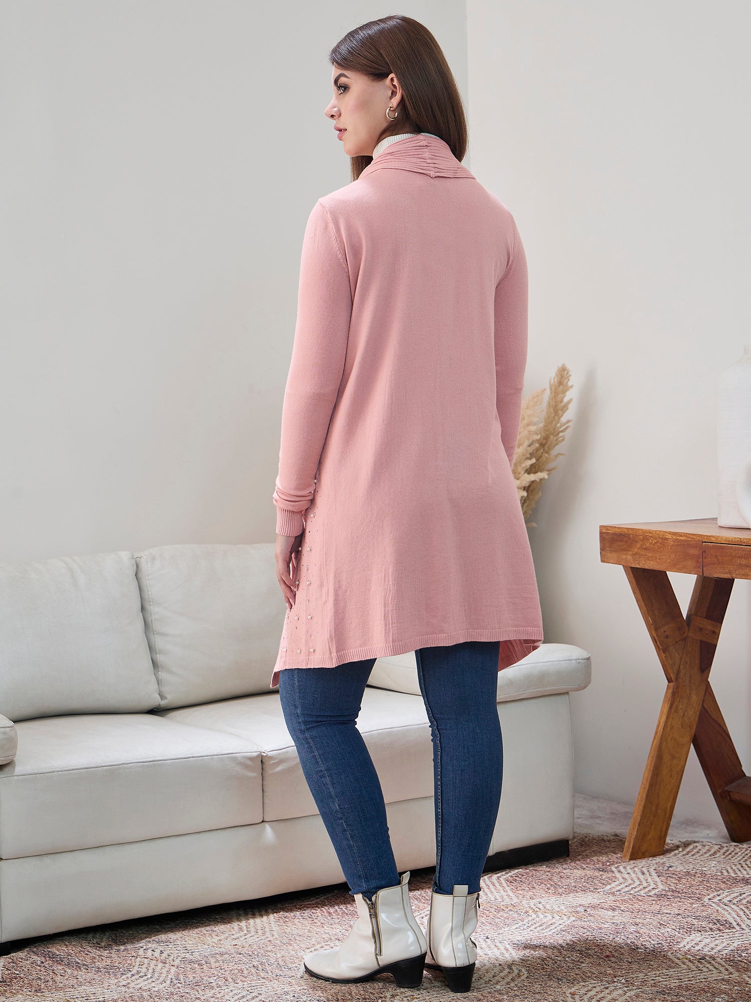 Coral White Beads Shrug