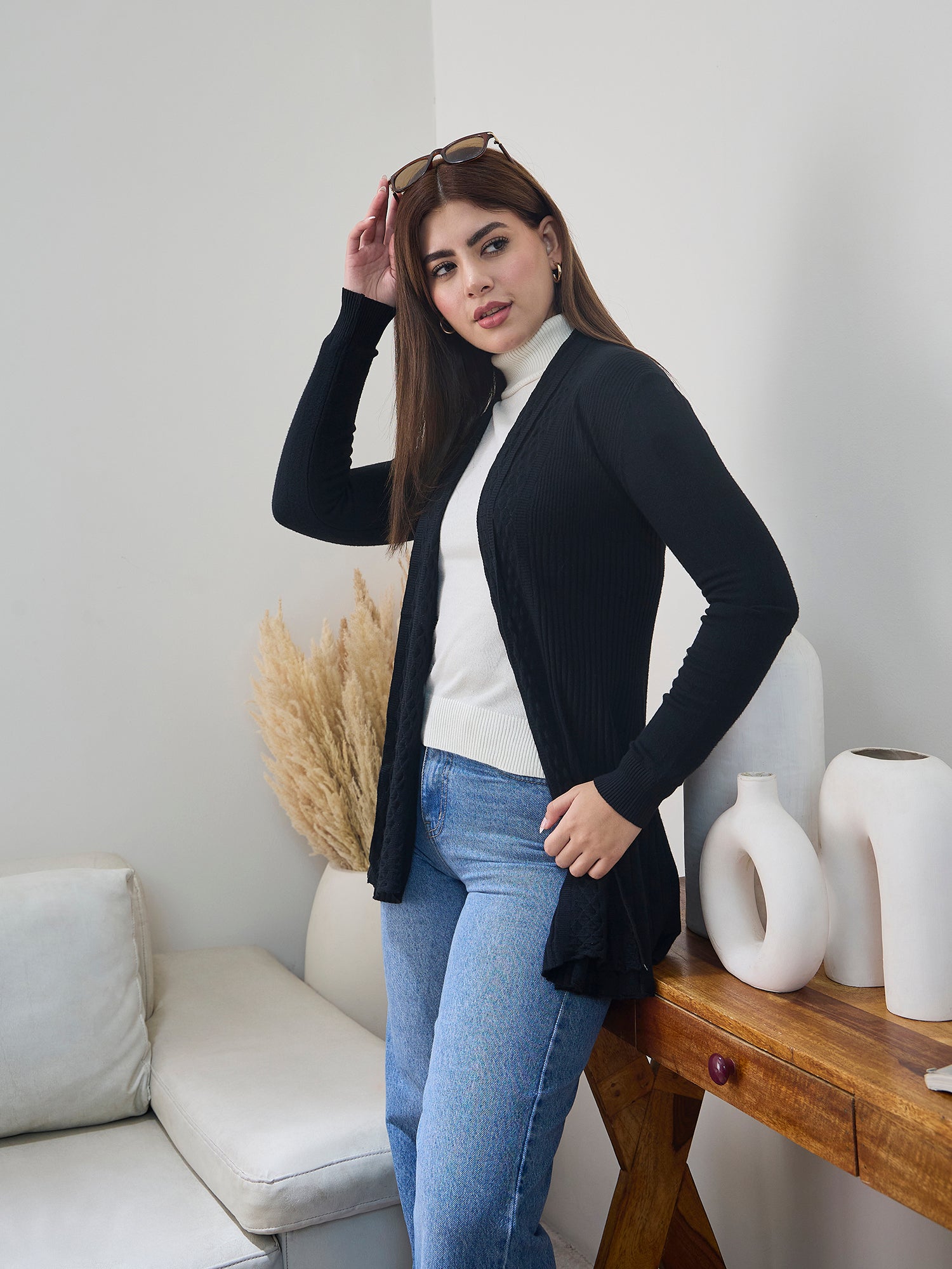 Black Embossed Texture Shrug