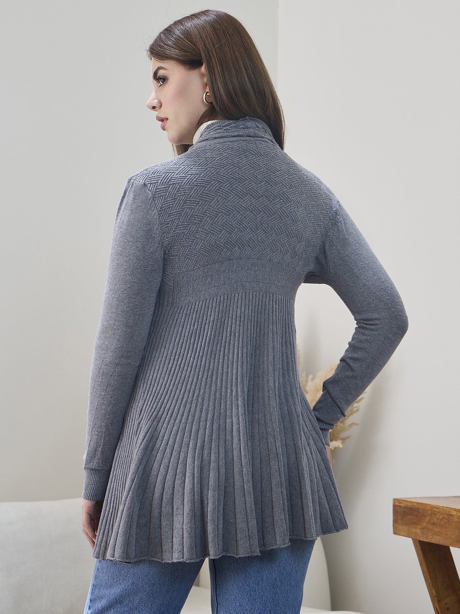 Grey Embossed Texture Shrug