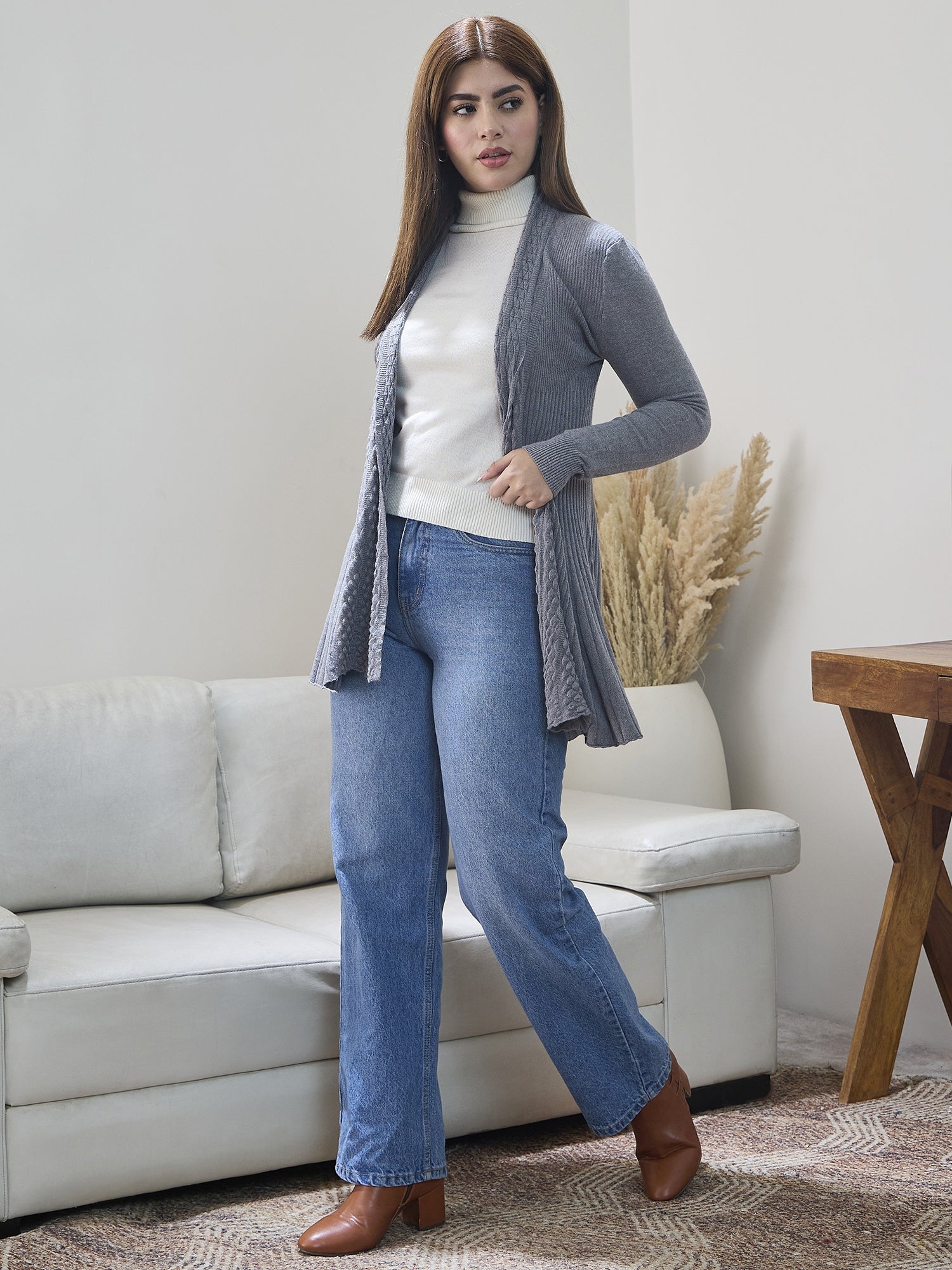 Grey Embossed Texture Shrug