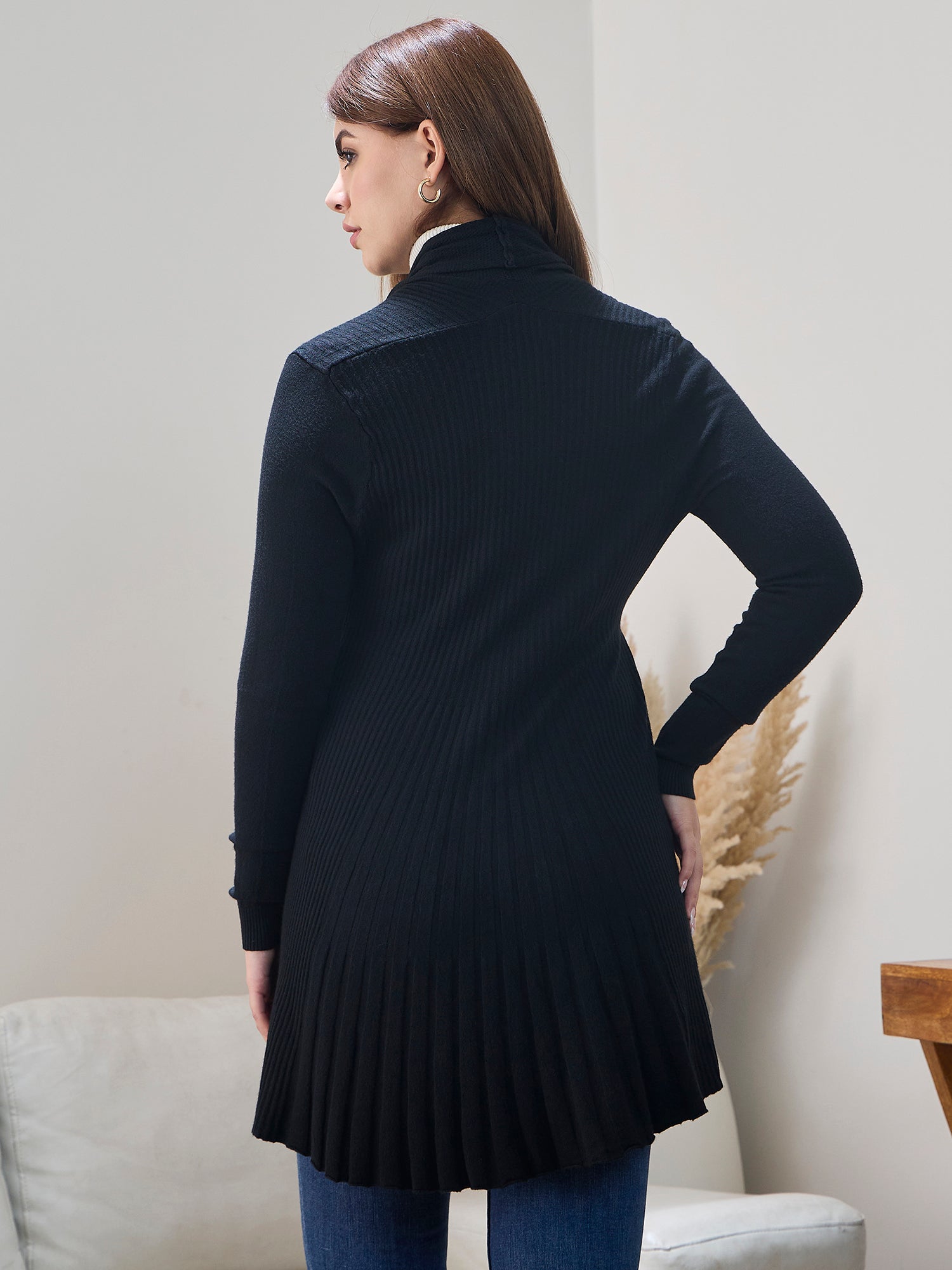 Black Striped Tieup Shrug