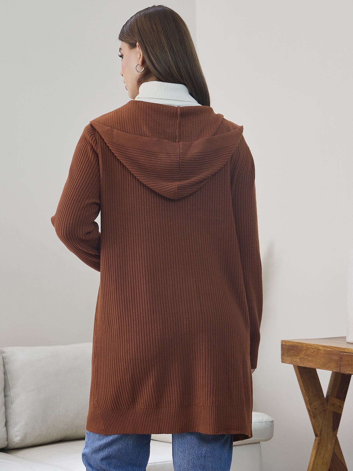 Rust Front Pocket Long Shrug