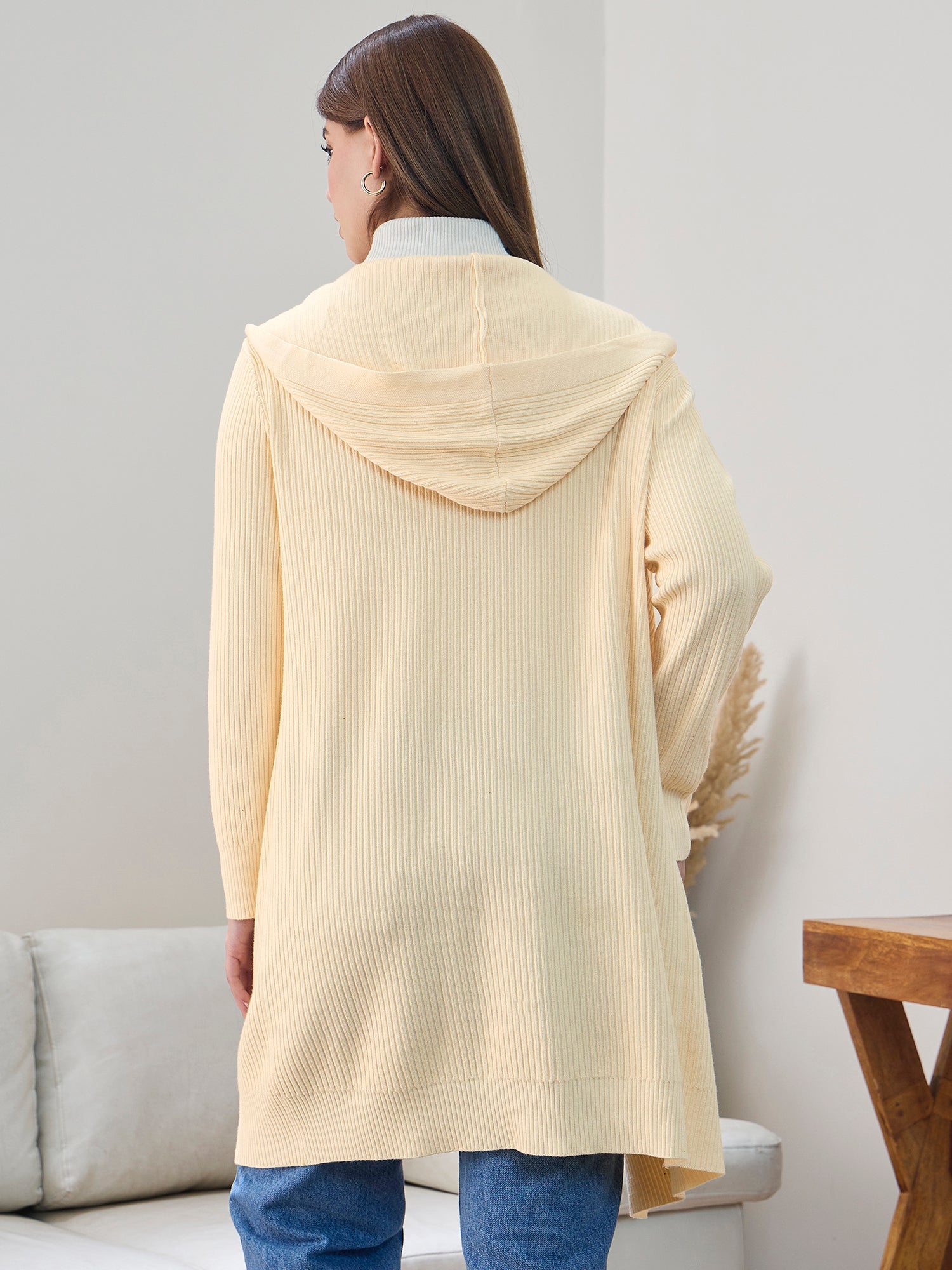 Light Yellow Front Pocket Long Shrug