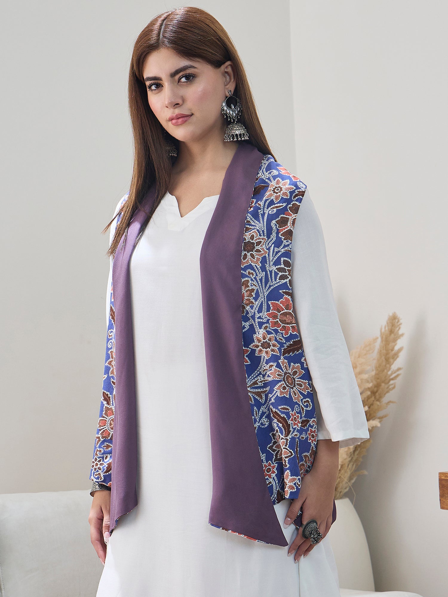 Indigo Jaal mauve Reversible Shrug