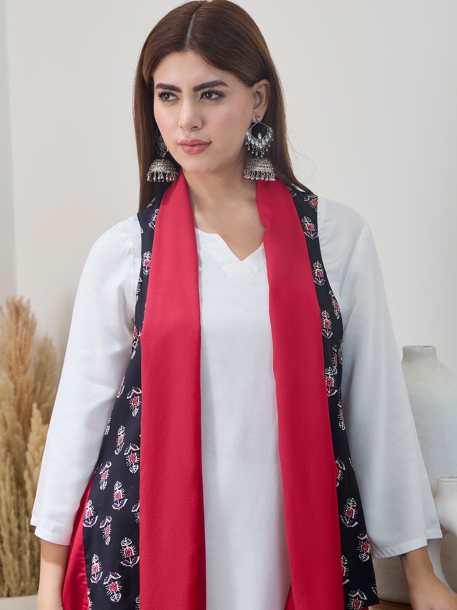 Nimal Motif Blue Reversible Shrug InWeave - Main Image