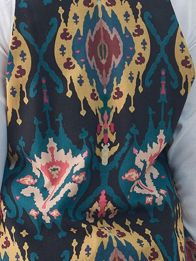 Black Ikkat Yellow Reversible Shrug
