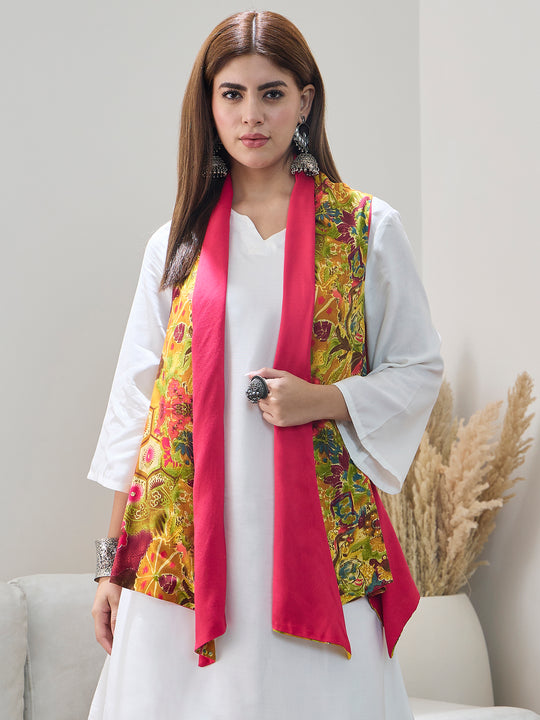 Mustard Multi Pink Reversible Shrug