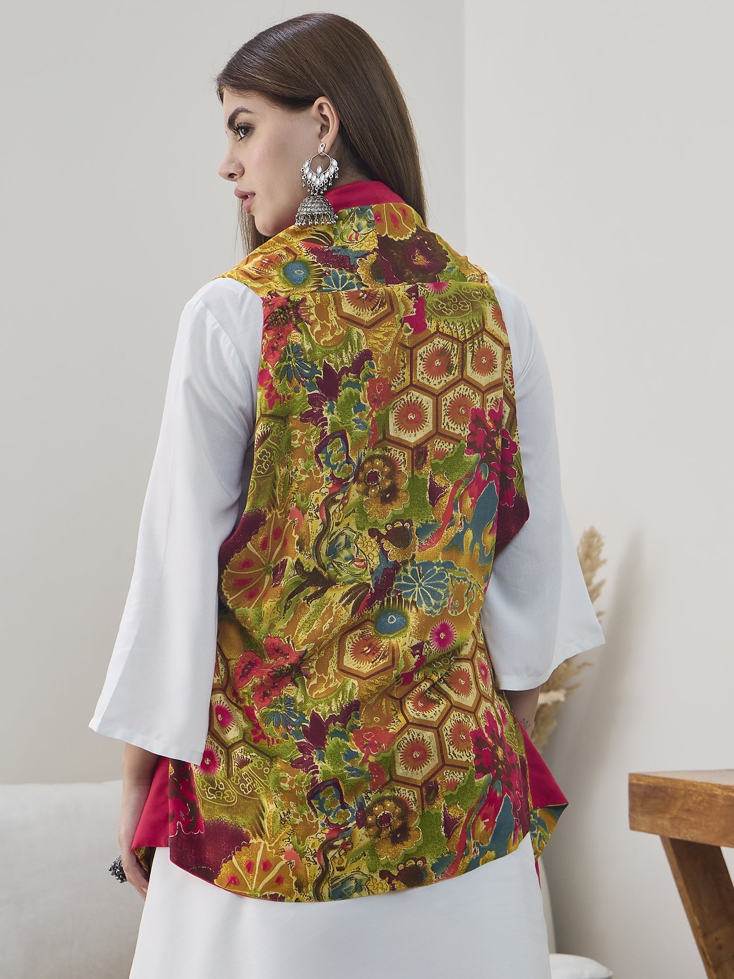 Mustard Multi Pink Reversible Shrug