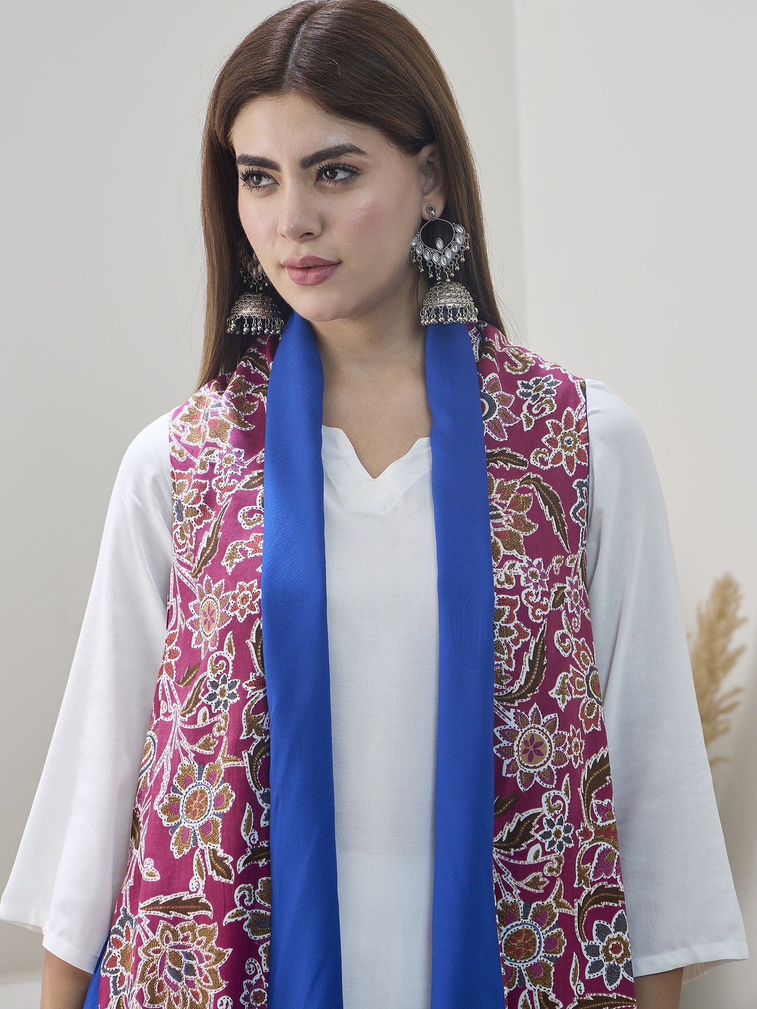 Burgundy Jaal Blue Reversible Shrug