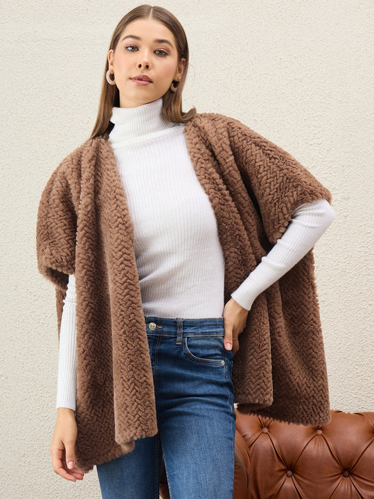 Light Brown Texture Fur Shrug