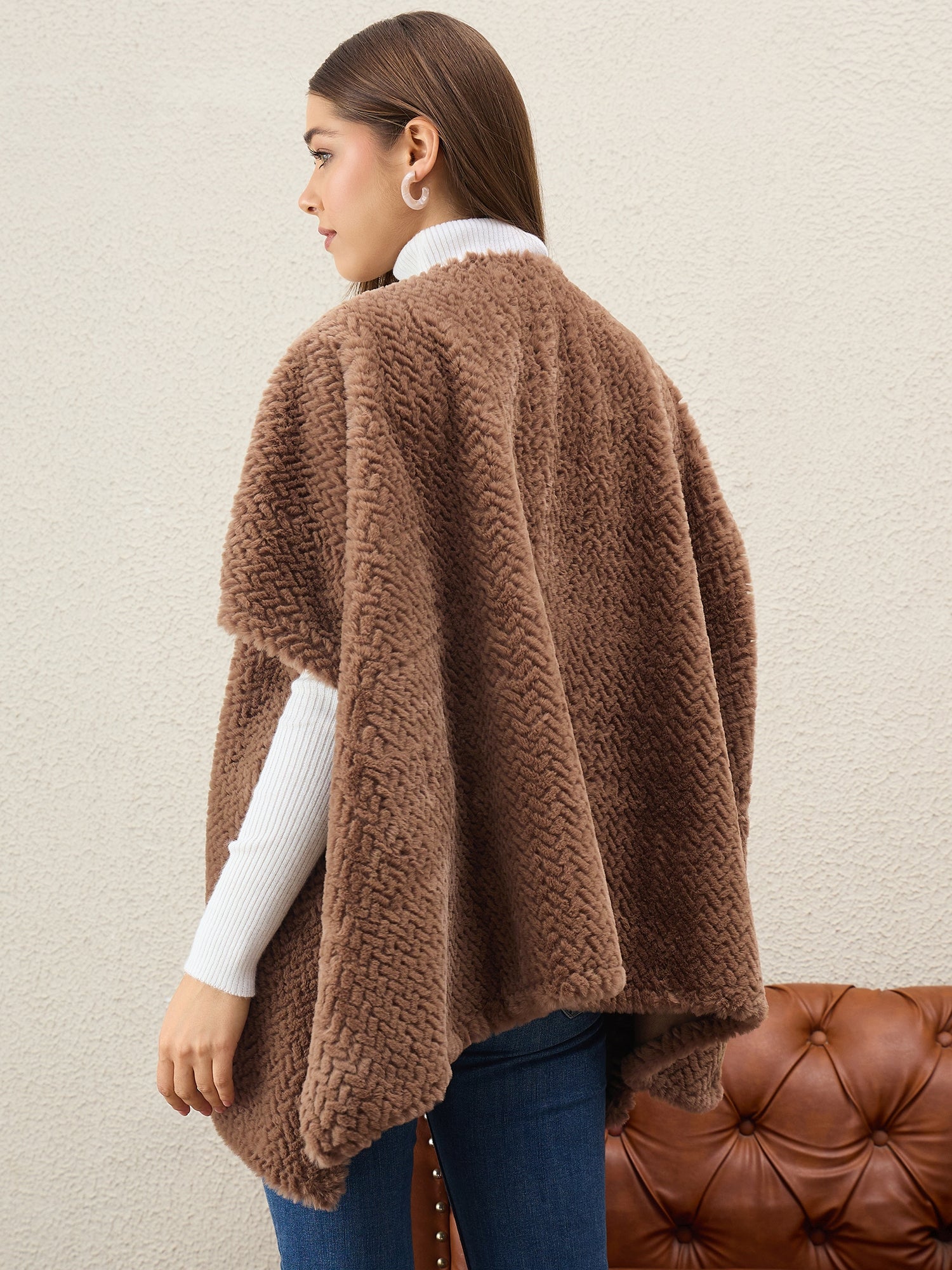 Light Brown Texture Fur Shrug