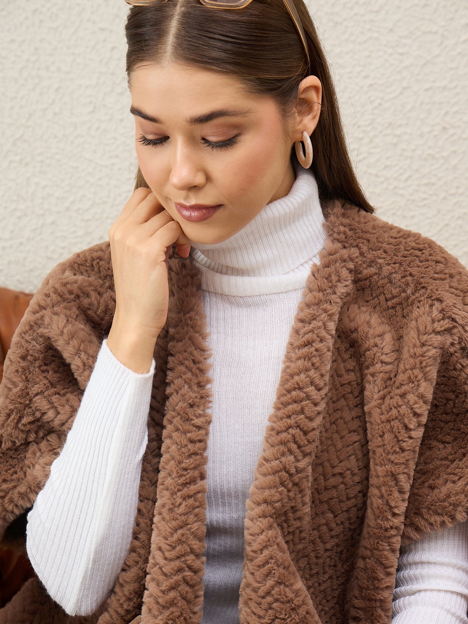 Light Brown Texture Fur Shrug