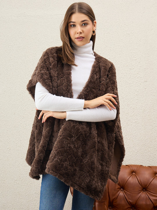 Dark Brown Texture Fur Shrug