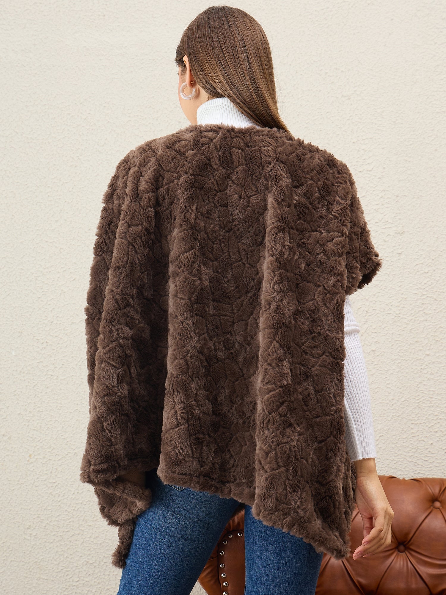 Dark Brown Texture Fur Shrug