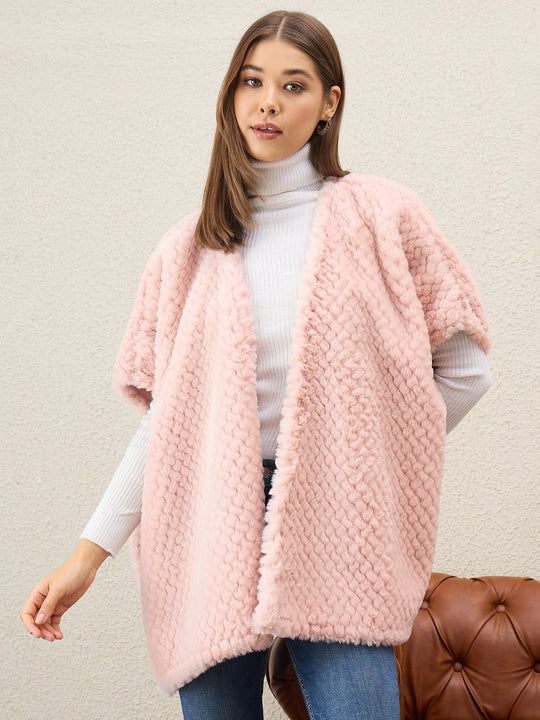 Light Pink Texture Fur Shrug