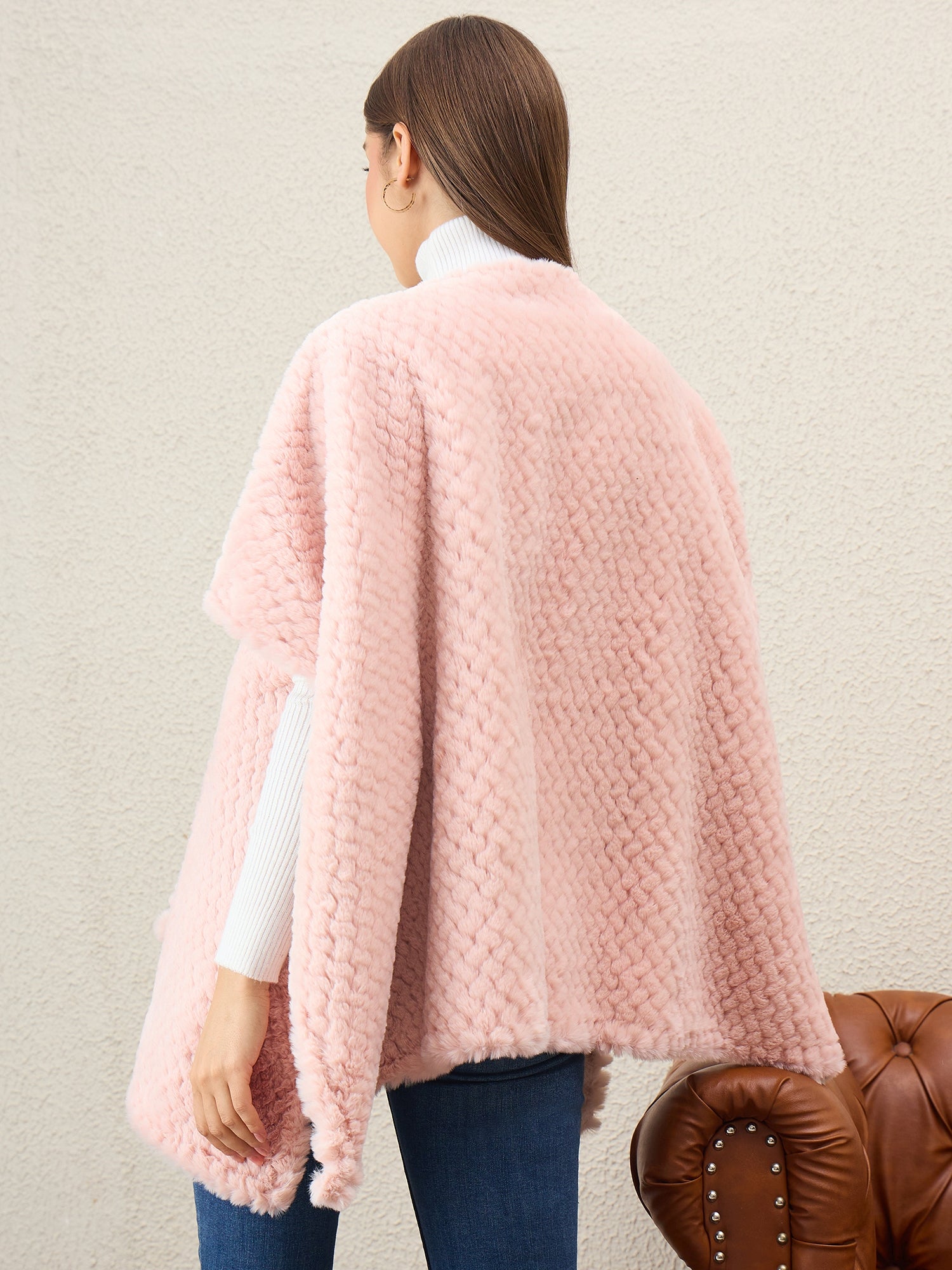Light Pink Texture Fur Shrug