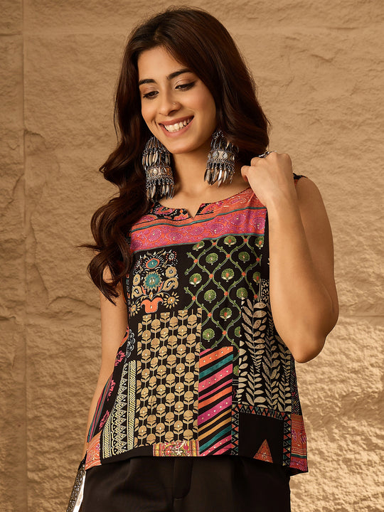 Black Multi Ethnic W/S Top