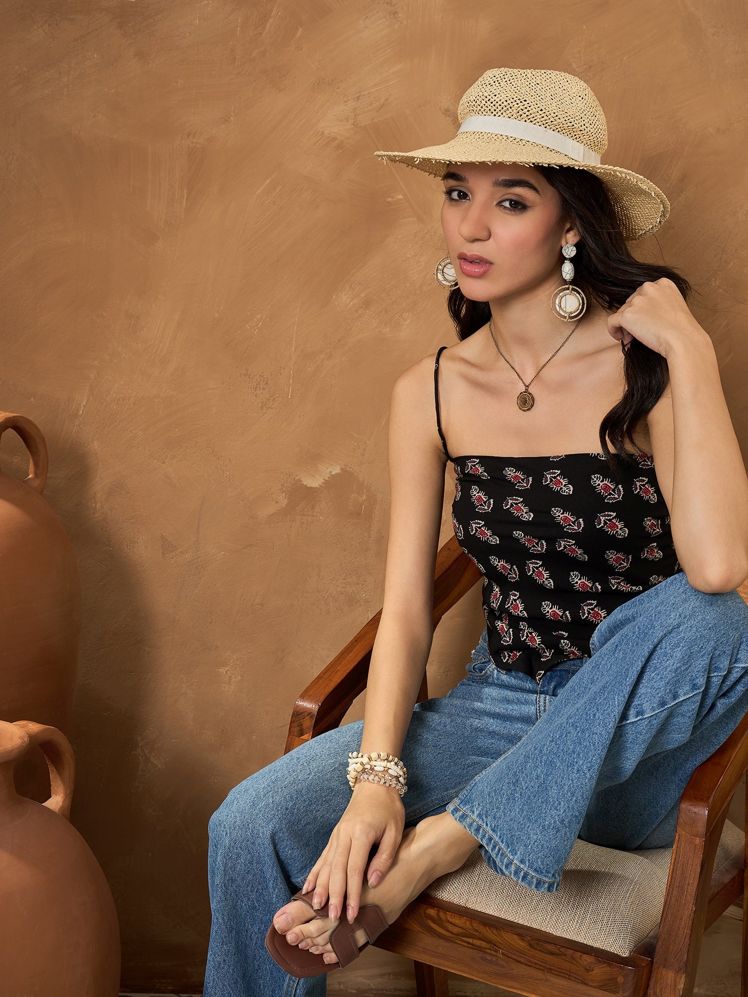 Black Booti Rapid Scarf Top