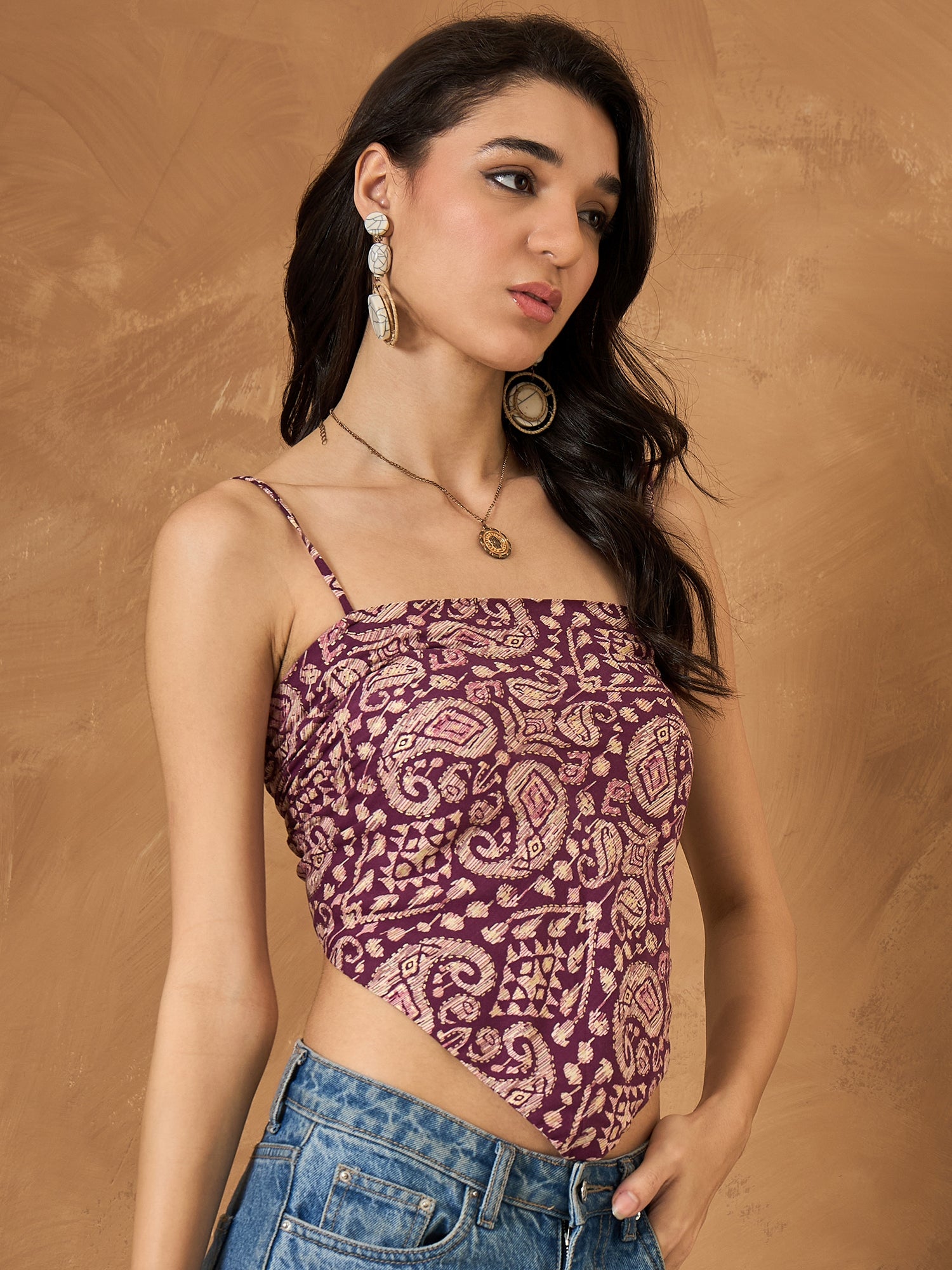 Dusty Mauve Paisley Scarf Top