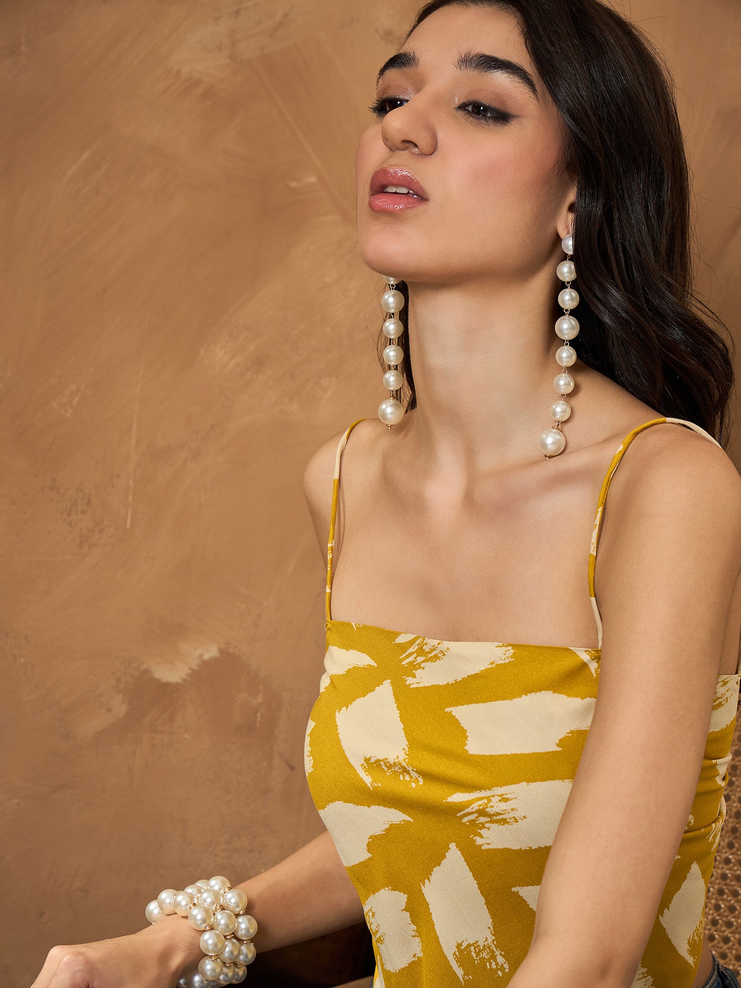 Honey Yellow Beige Scarf Top