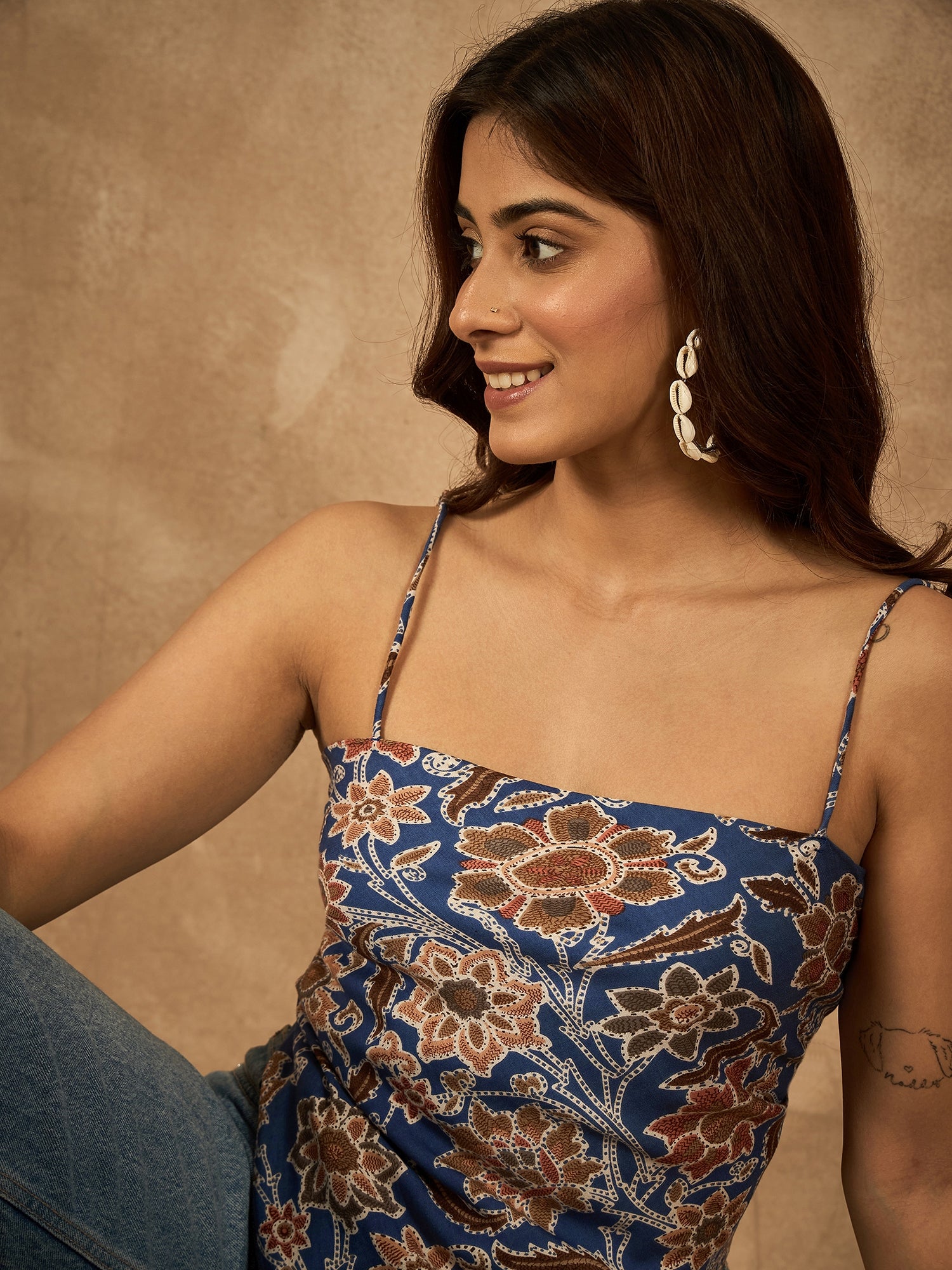 Indigo Big Jaal Scarf Top