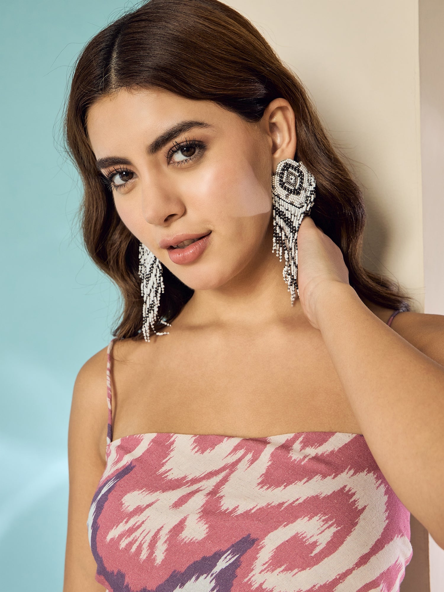 Dull Pink Ikkat Scarf Top