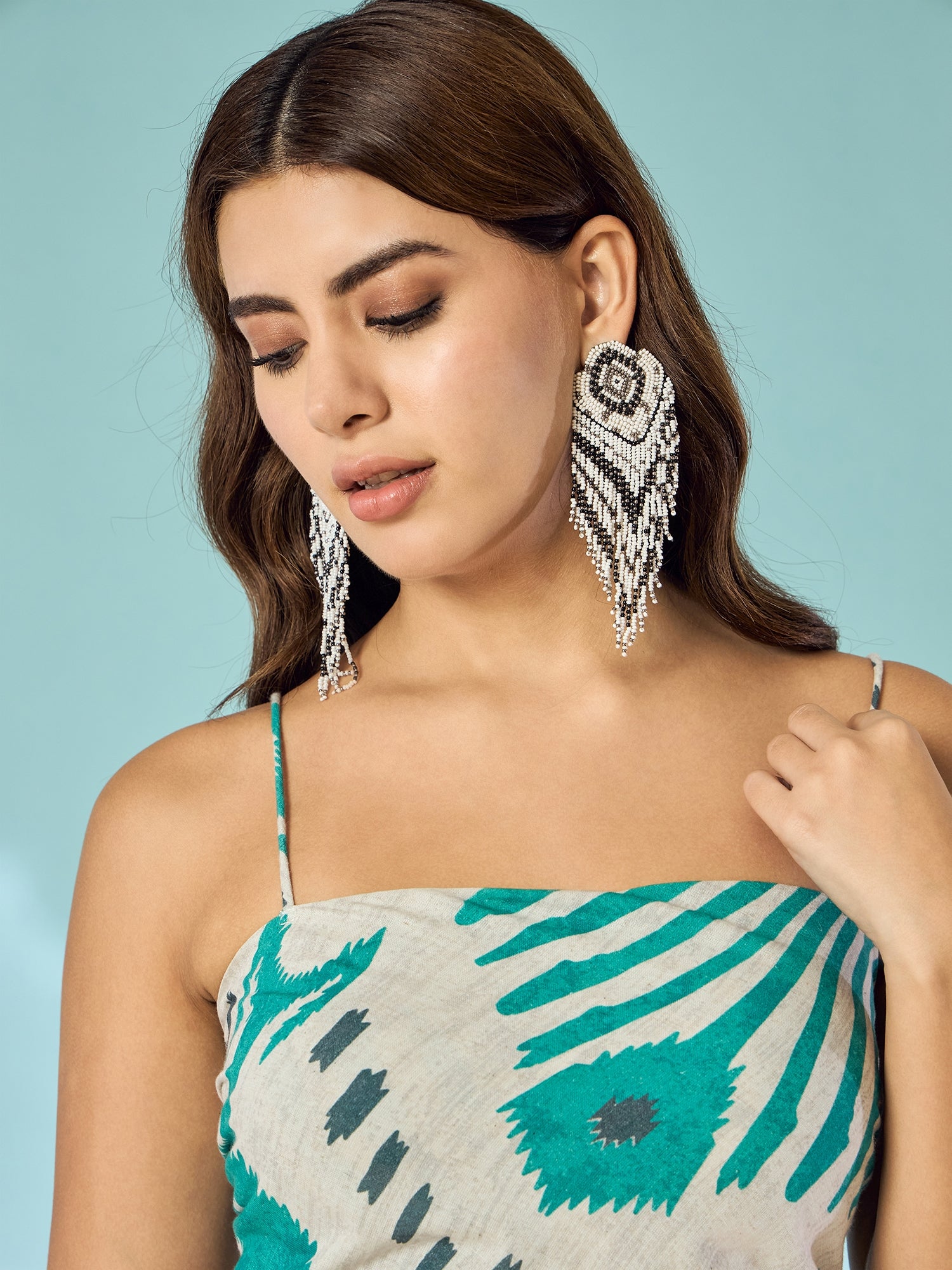 Sea Green White Scarf Top