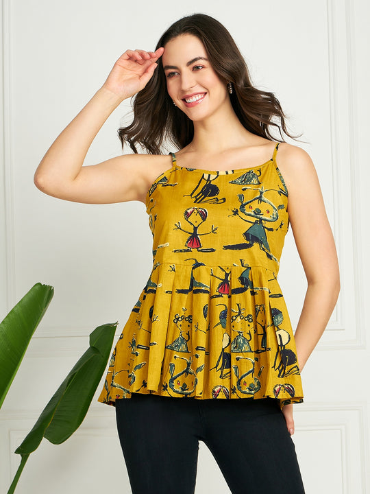 Mustard Quirky Spaghetti Top