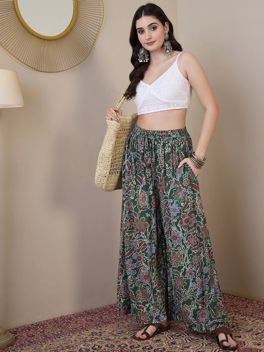 GREEN BIG JAAL PALAZZO