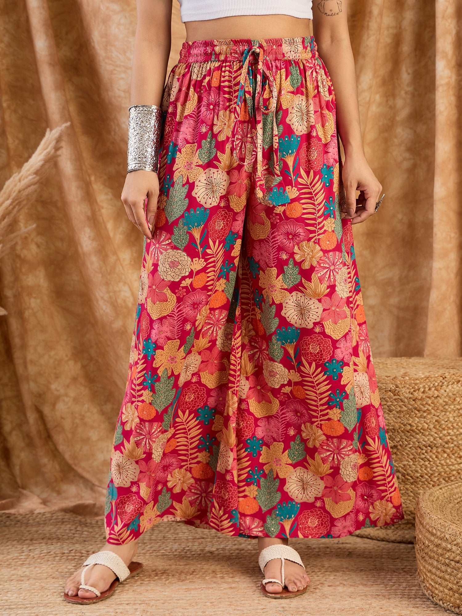Hot Pink Sea Flower Palazzo
