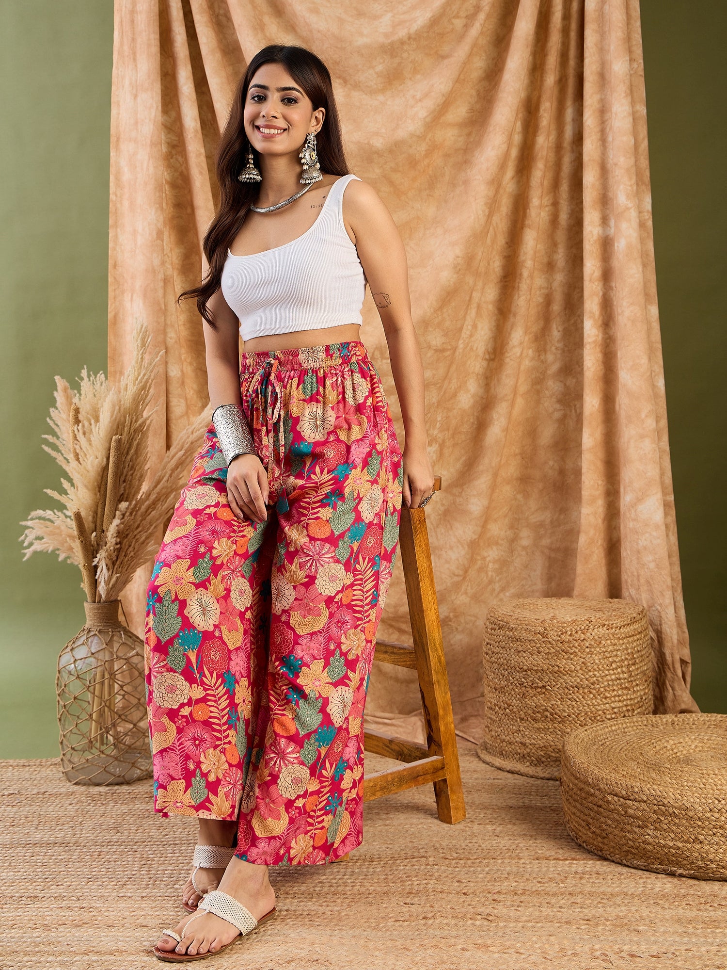 Hot Pink Sea Flower Palazzo